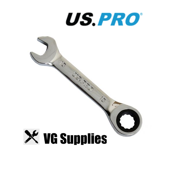 US PRO 10MM STUBBY GEAR RATCHET COMBINATION WRENCH 3896