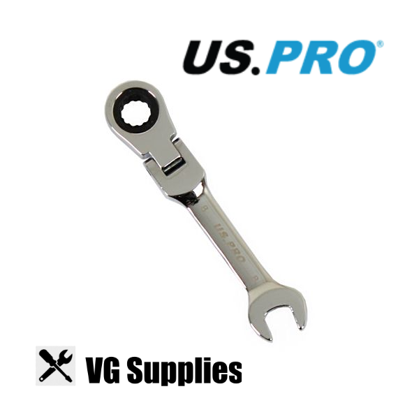 US PRO 8MM FLEXI STUBBY GEAR RATCHET COMBINATION WRENCH 3906