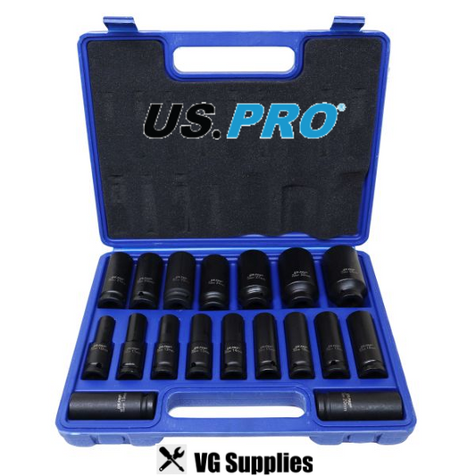 US PRO 18PC 1/2" DR 6PT EUROPEAN DEEP IMPACT SOCKETS 3923