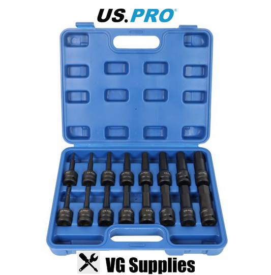 US PRO 16PC 1/2" DR IMPACT HEX BIT SOCKETS H4-H19 3998