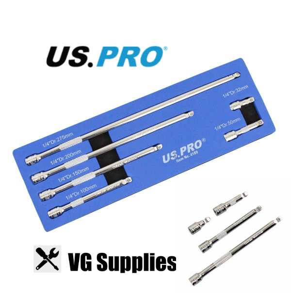 US PRO  6PC 1/4" DR WOBBLE EXTENSION BAR SET 4189