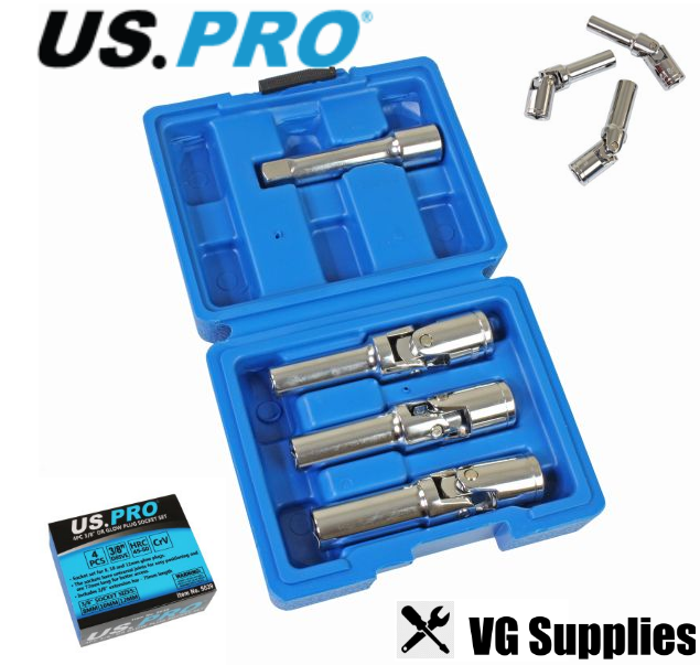 US PRO 4PC 3/8" DR GLOW PLUG SOCKET SET 5639