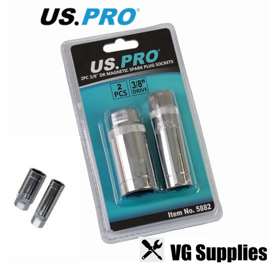 US PRO 2PC 3/8" DR MAGNETIC SPARK PLUG SOCKETS (16 & 21MM) 5882