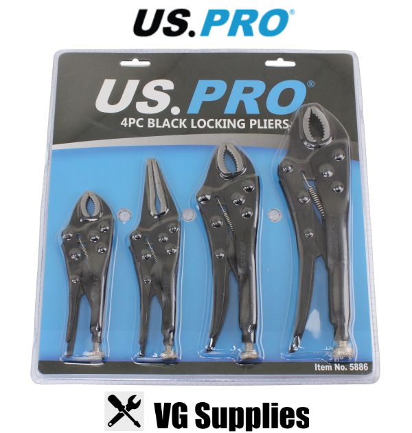 US PRO 4PC BLACK LOCKING PLIERS - BLISTER PACK 5886