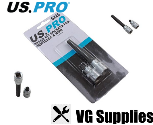 US PRO 2PC BRAKE CALIPER HEX BIT SOCKETS 3/8" DR 6225