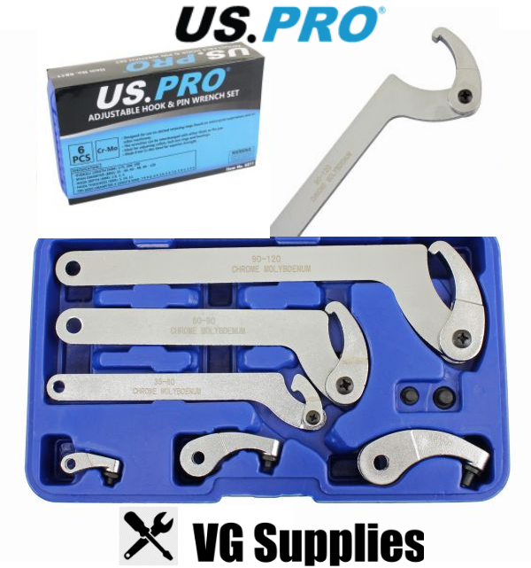 US PRO ADJUSTABLE HOOK & PIN WRENCH SET 6811