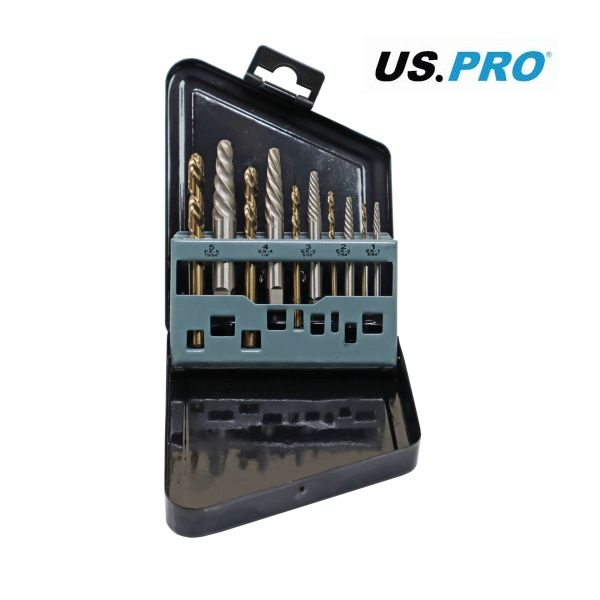 US PRO 10PC M35 COBALT LEFT HAND DRILL BIT & SCREW EXTRACTOR SET 7080