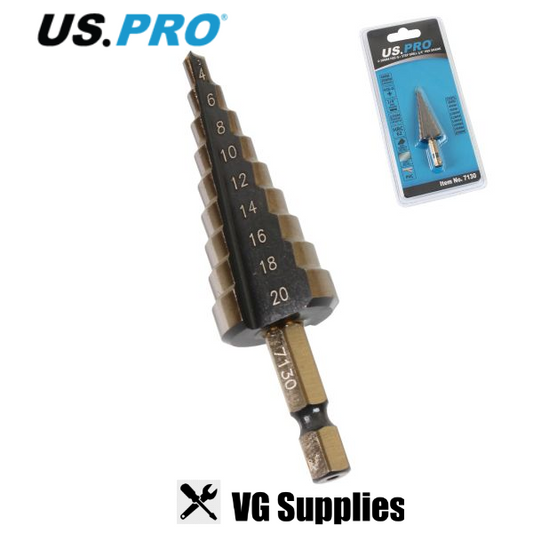 US PRO 4-20MM HSS-G+ STEP DRILL 1/4" HEX SHANK 7130