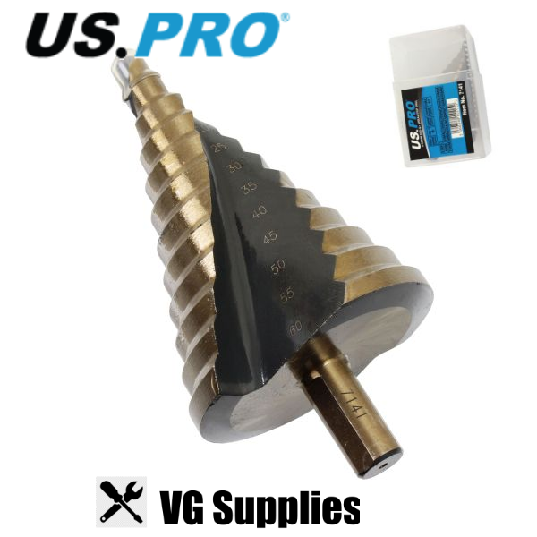 US PRO  6-60MM HSS-G+ SPIRAL STEP DRILL 7141