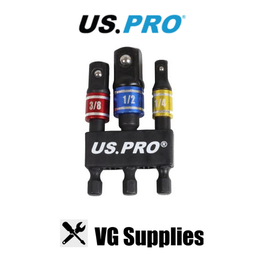 US PRO 3PC IMPACT DRIVER COLOUR CODED SOCKET ADAPTORS 7168