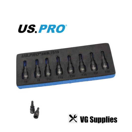 US PRO  8PC 1/4" DR IMPACT STAR/TORX BIT SOCKETS 7519