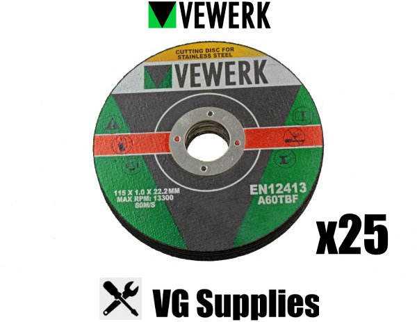 US PRO/VEWERK 115 X 1.0 X 22.2MM CUTTING DISC FOR S/STEEL  x 25 8010