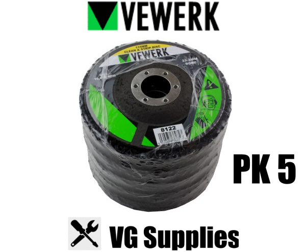 US PRO/VEWERK 115MM CLEAN & STRIP DISCS 22.2MM BORE - PACK 5 8122