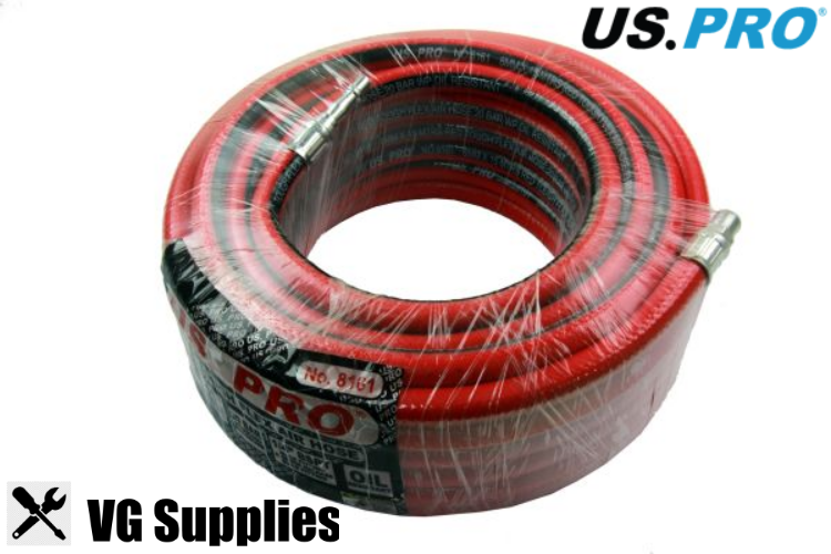 US PRO 8MM X 15 MTRS RED TOUGH FLEX AIR HOSE 20 BAR OIL RESIST 8161