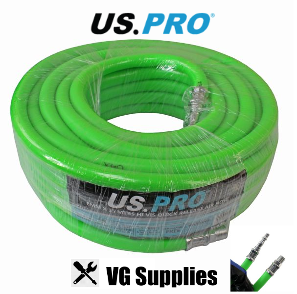 US PRO 8MM X 15 MTRS HI VIS QUICK RELEASE AIR HOSE 15 BAR 8175