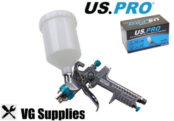 US PRO BLUE HVLP GRAVITY SPRAY GUN 600ML CUP 1.4MM NOZZLE 8769