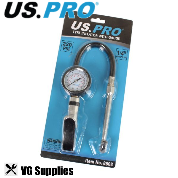 US PRO TYRE INFLATOR WITH GAUGE 8808