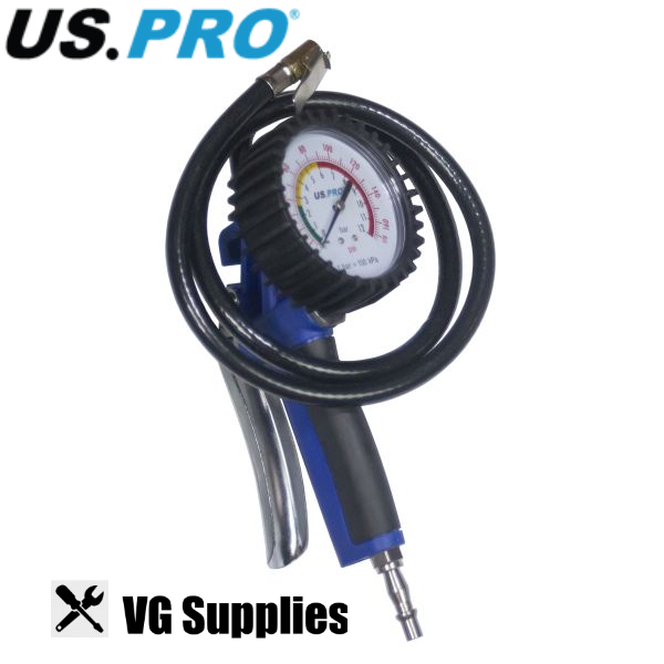 US PRO HEAVY DUTY LONG REACH TYRE INFLATOR WITH GAUGE 8817