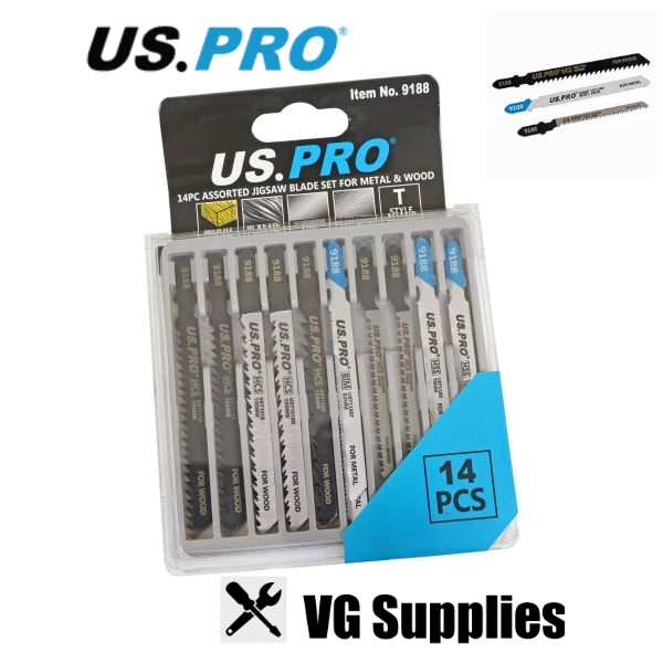 US PRO 14PC ASSORTED JIGSAW BLADE SET FOR METAL & WOOD