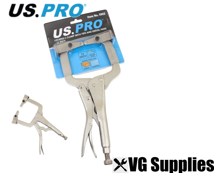 US PRO LOCKING C CLAMP WITH TIPS AND SWIVEL PADS - 11 INCH 5902